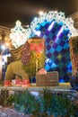 Venetian lion, symbol of the city, made from plants and fruits, Venice, Italy