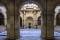 Venetian Loggia. Courtyard`s interior view through the building`s arches. Heraklion city - Crete Royalty Free Stock Photo