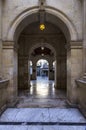 Venetian Loggia, interior view. Looking through the arches from the courtyard to the 25th August street Royalty Free Stock Photo