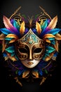 Venetian mask carnival colorful masquerade mardi gras on black background illustration