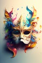 Venetian mask carnival colorful masquerade mardi gras on white background illustration