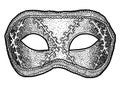 Venetian mask illustration, drawing, engraving, ink, line art, vector Royalty Free Stock Photo