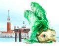 Venetian mask with Venice background