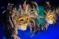 Venetian masks for carnival in Venice, Italy. Venice carnival masks at night Royalty Free Stock Photo