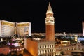 The Venetian, The Mirage Hotel and Casino, landmark, night, city, tower Royalty Free Stock Photo