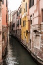 Venetian narrow canal, traditional italian architecture, Venice, Italy