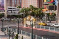 The Venetian and Treasure Island Hotel and Casinos, view of monument sign Royalty Free Stock Photo