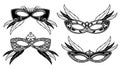 Veneto masquerade masks with lace luxury pattern vector stock