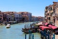 Venetsian cityscape, buildings and gondolas in Venice, Italy.