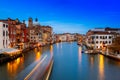 Venezia, the Grand Canal at night. Venice, Veneto, Italy. Royalty Free Stock Photo