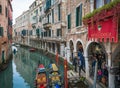 Venezia, Italy, february 6, 2016: Venice during the carnival period. The Carnival of Venice is a annual festival held in Venice, I Royalty Free Stock Photo