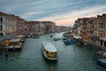 Actv water bus in grandcanal view from Rialto bridge, Venice, It