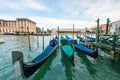 Gondola boat and Venice Santa lucia railway station ferrovia, It