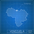 Venezuela blueprint map template with capital.