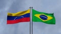 Venezuela and Brazil flags. Venezuela flag and Brazil flag. 3D work and 3D image