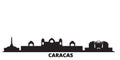 Venezuela , Caracas city skyline isolated vector illustration. Venezuela , Caracas travel black cityscape