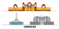 Venezuela , Caracas flat landmarks vector illustration. Venezuela , Caracas line city with famous travel sights, skyline