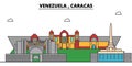 Venezuela , Caracas outline city skyline, linear illustration, banner, travel landmark, buildings silhouette,vector