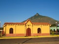Venezuela, Cerro Santa Monument and yellow tipical house, Falcon state