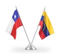 Venezuela and Chile table flags isolated on white 3D rendering