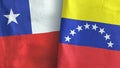 Venezuela and Chile two flags textile cloth 3D rendering