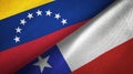 Venezuela and Chile two flags textile cloth, fabric texture