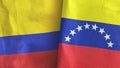 Venezuela and Colombia two flags textile cloth 3D rendering