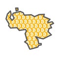 Venezuela country map with bitcoin crypto currency logo