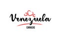 Venezuela country with red love heart and its capital Caracas creative typography logo design