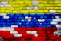 Venezuela flag on brick wall texture background