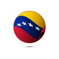 Venezuela flag button with shadow on a white background. Vector.