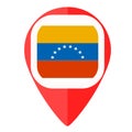 Venezuela flag pin marker navigator locator map Royalty Free Stock Photo