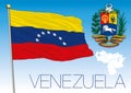 Venezuela flag with seven stars, coat of arms and map