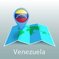 Venezuela flag world map in pin with name of country Royalty Free Stock Photo