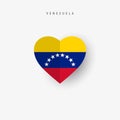 Venezuela heart shaped flag. Origami paper cut Venezuelan national banner