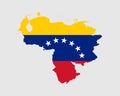 Venezuela Flag Map. Map of the Bolivarian Republic of Venezuela with the Venezuelan country banner. Vector Illustration Royalty Free Stock Photo