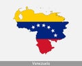 Venezuela Flag Map. Map of the Bolivarian Republic of Venezuela with the Venezuelan national flag isolated on a white background. 