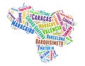 Venezuela map and list of cities word cloud concept