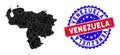 Venezuela Map Polygonal Mesh and Scratched Bicolor Stamp Seal