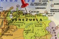 Venezuela map, red pin on Caracas