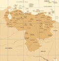 Venezuela Map - Vintage Detailed Vector Illustration