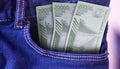 Vanuatu 1000 Vatu Banknotes in Pocket of Jeans