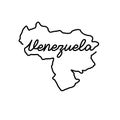 Venezuela outline map with the handwritten country name. Continuous line drawing of patriotic home sign