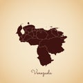 Venezuela region map: retro style brown outline.