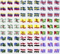 Venezuela, Sweden, Costa Rica, Ingushetia, Chuvashia, Guyana, Solomon Islands, Egypt, Ajaria. Big set of 81 flags. Royalty Free Stock Photo