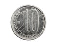 Venezuela ten centimos coin on a white isolated background