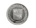 Venezuela ten centimos coin on a white isolated background Royalty Free Stock Photo