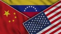 Venezuela United States of America China Flags Together Fabric Texture Effect Illustrations