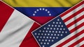 Venezuela United States of America Peru Flags Together Fabric Texture Illustration