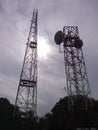 Tower Telecom radio antenna sky Royalty Free Stock Photo